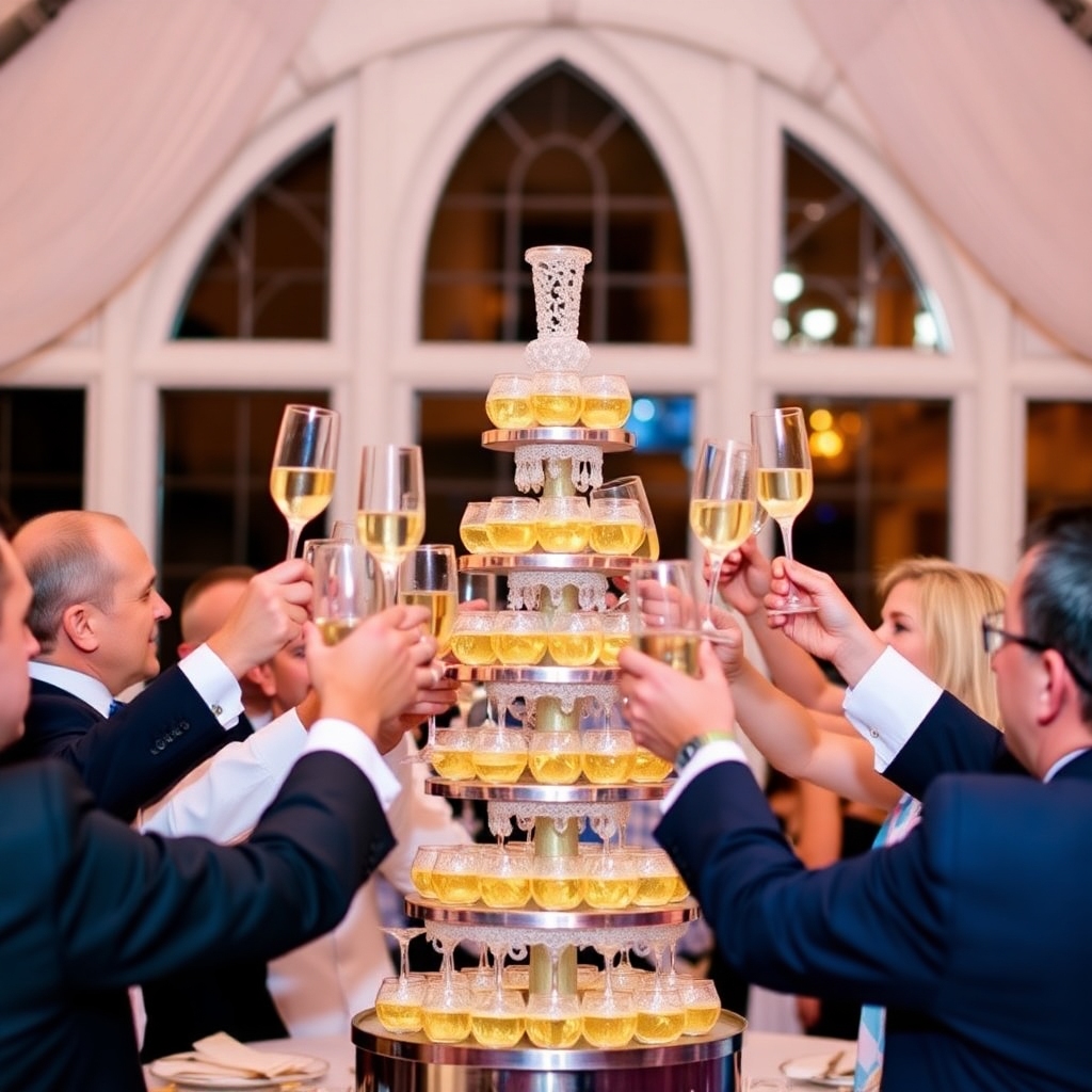 10 Unique New Year’s Eve Party Ideas to Ring in 2025 10 Manikanta A beautiful champagne tower with guests raising th 809a9683 19ed 40ad 9a50 694a1b6d1b46