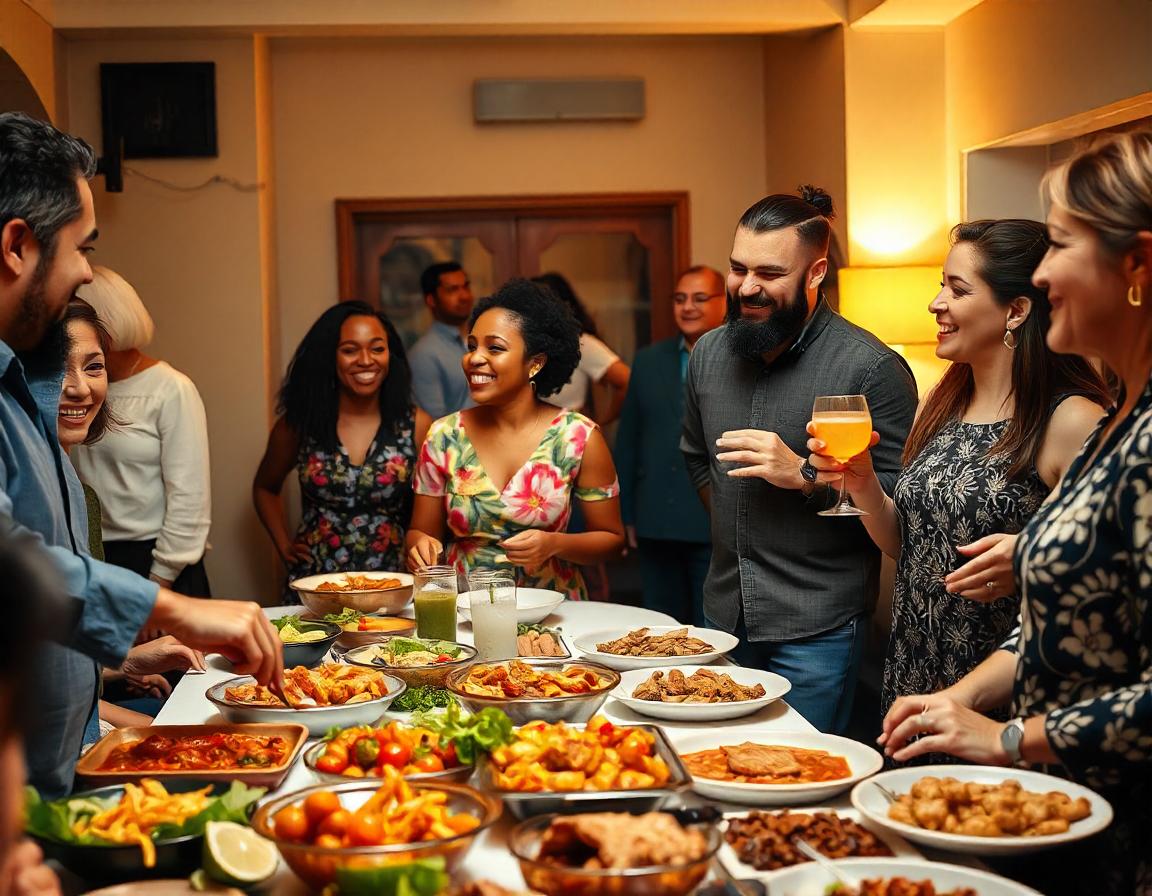 Food and Drink Having Party with Guests